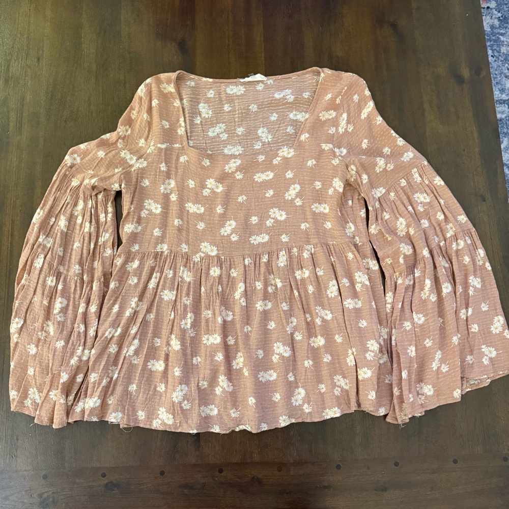 Altar'd State Floral Blouse in Brown‎